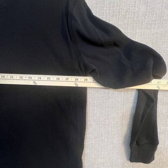 (Medium) Mens Levi's Black Waffle Knit T Shirt Logo Long Sleeve Graphic SpellOut - Picture 6 of 7